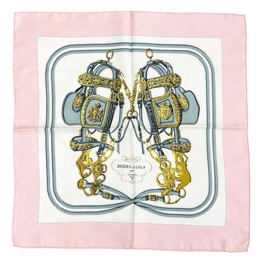 HERMES Petit Carré Scarf/Muffler, Silk, Pink, Women's, BRIDES de GALA (Bride ...